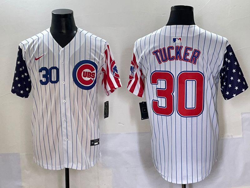 Men 2025 Chicago Cubs #30 Tucker White Stripe a generation of national flags Joint Name Nike MLB Jersey style 3->chicago cubs->MLB Jersey